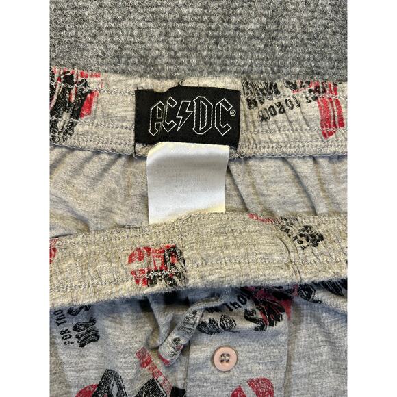 VTG AC/DC For Those About To Rock We Salute You Pajama Pants All Over Print Gray - Picture 4 of 6